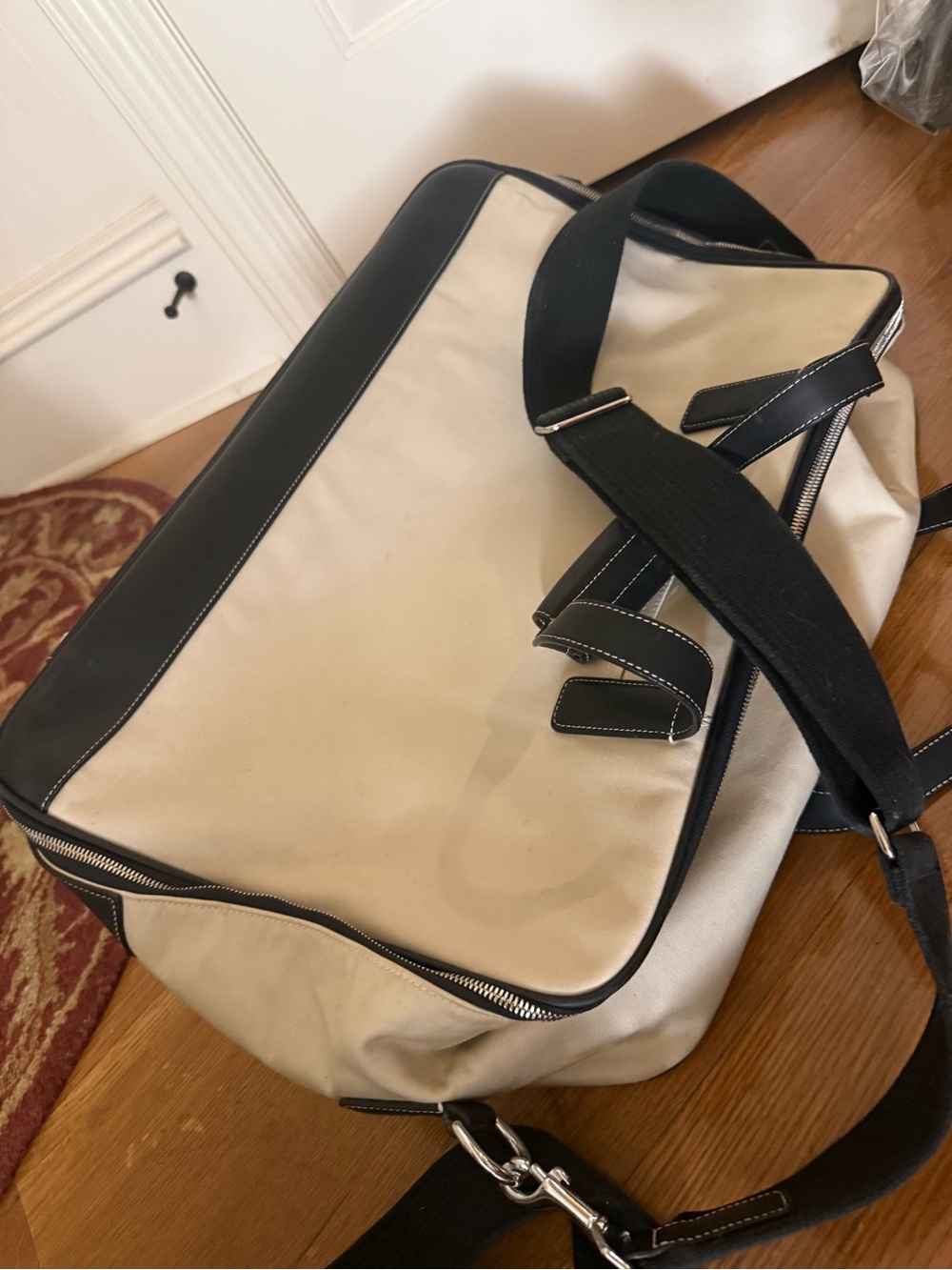 Coach Cream and Black Canvas Travel weekender and  Duffel set